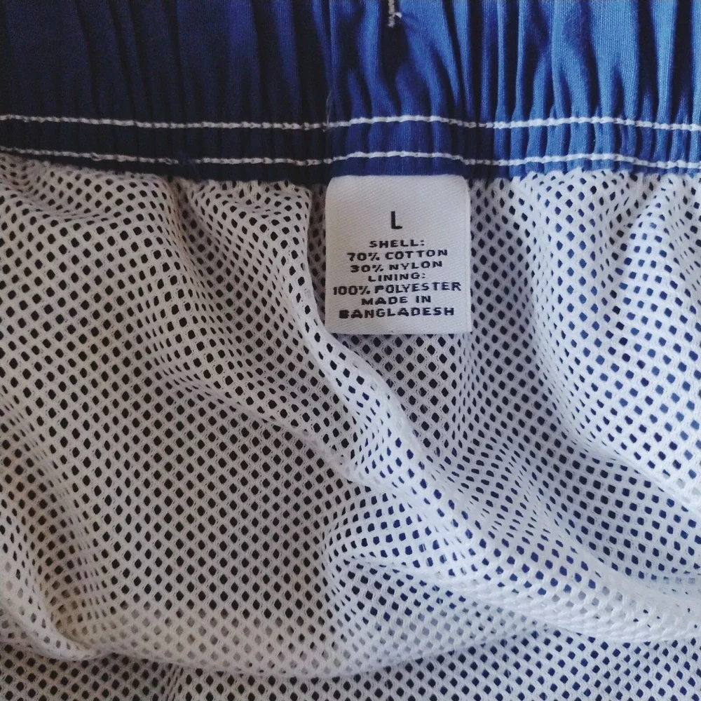 FIRST WAVE Mens Board Shorts‎ Swim Trunks Blue With White Details Size Large